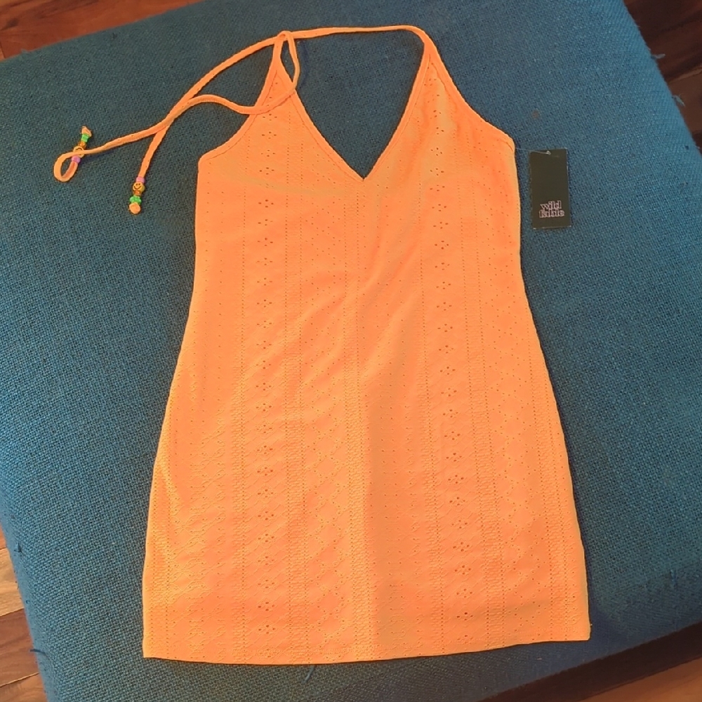 Wild Fable Bright Orange Eyelet Dress